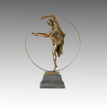 Статуя танцора Хула-Хооп Леди Бронзовая скульптура, a. Godard TPE-358